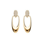 Boucles d'oreille pendantes en vermeil massif ovale et oxydes blancs sertis