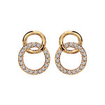 Boucles d'oreilles en plaqué or 2 cercles entremêlés avec oxydes blancs et fermoir poussette Boucles d'oreilles en plaqué or 2 cercles entremêlés avec oxydes blancs et fermoir poussette