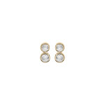 Boucles d'oreille en plaqué or 2 oxydes blancs sertis clos et fermoir poussette Boucles d'oreille en plaqué or 2 oxydes blancs sertis clos et fermoir poussette
