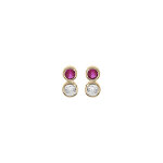 Boucles d'oreille en plaqué or 2 oxydes rose et blanc sertis clos et fermoir poussette Boucles d'oreille en plaqué or 2 oxydes rose et blanc sertis clos et fermoir poussette