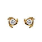 Boucles d'oreilles en plaqu� or 3 brins tournants avec oxyde blanc au centre du cercle et fermoir poussette ...