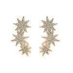 Boucles d'oreille en plaqu or 3 toiles oxydes blancs sertis et fermoir poussette