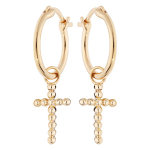 Créoles en plaqué or anneau 12mm avec pampille croix boule Créoles en plaqué or anneau 12mm avec pampille croix boule