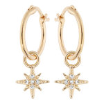 Créoles en plaqué or anneau 12mm avec pampille étoile Créoles en plaqué or anneau 12mm avec pampille étoile