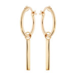 Croles en plaqu or anneau 14mm avec pampille barre lisse