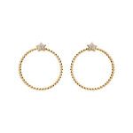 Boucles d'oreilles en plaqu or anneau boules avec toile oxydes blancs sertis