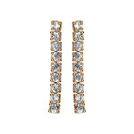 Boucles d'oreilles en plaqu or baguette orne d'oxydes blancs sertis et fermoir poussette