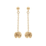 Boucles d'oreille en plaqu or chanette avec boule pique suspendue et fermoir poussette