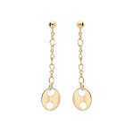 Boucles d'oreille en plaqu or chanette suspendu avec grain de caf et fermoir poussette