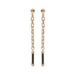 Boucles d'oreille en plaqu or chanette suspendue avec tube noir