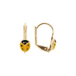 Boucles d'oreille en plaqu or coccinelle jaune avec point noir et fermoir dormeuse