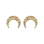 Boucles d'oreille en plaqu� or croissant de lune martel� et fermoir poussette