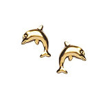 Boucles d'oreilles en plaqu or dauphin et fermoir poussette