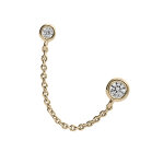 Boucles d'oreille en plaqu or double fermoir avec oxyde blanc reli par chanette ( l'unit)