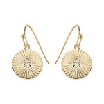 Boucles d'oreille en plaqué or ethnique ronde striée avec oxyde blanc serti et fermoir crochet Boucles d'oreille en plaqué or ethnique ronde striée avec oxyde blanc serti et fermoir crochet