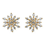 Boucles d'oreilles en plaqu or toile 12 branches ornes d'oxydes blancs sertis et fermoir poussette ...