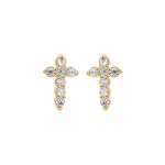 Boucles d'oreille en plaqu or forme croix oxydes blancs sertis dim 6 x 3 mm et fermoir poussette
