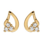 Boucles d'oreilles en plaqu or goutte 3 oxydes blancs sertis et fermoir poussette
