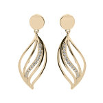 Boucles d'oreille en plaqu or goutte ajoure avec oxydes blancs sertis