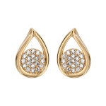 Boucles d'oreilles en plaqu or goutte vide avec rond pav d'oxydes blancs  l'intrieur et fermoir ...