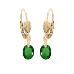 Boucles d'oreille en plaqu� or goutte oxyde facet� vert fonc� et fermoir dormeuse