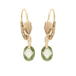 Boucles d'oreille en plaqu� or goutte oxyde facet� vert olive et fermoir dormeuse