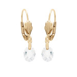 Boucles d'oreille en plaqu� or goutte oxyde facett� blanc suspendue et fermoir dormeuse