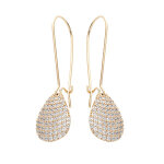 Boucles d'oreille en plaqu� or goutte pav�e d'oxydes blancs sertis et fermoir crochet