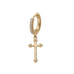 Boucles d'oreille en plaqué or mono créole avec croix oxydes blancs sertis (unité) Boucles d'oreille en plaqué or mono créole avec croix oxydes blancs sertis (unité)
