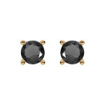 Boucles d'oreille tige solitaire en plaqu or, clou 4mm oxyde noir 4 griffes