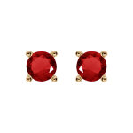 Boucles d'oreille tige solitaire en plaqu or, clou 4mm oxyde rouge 4 griffes
