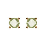 Boucles d'oreille tige solitaire en plaqu or, clou 4mm oxyde vert serti 4 griffes