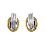 Boucles d'oreilles en plaqu� or et palladium clip bicolore ovale et 3 brins fermoir clip pour oreilles ...