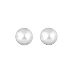 Boucles d'oreilles en plaqu or perle blanche de synthse 12mm et fermoir poussette