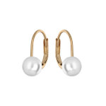 Boucles d'oreille en plaqué or avec perle blanche de synthèse 6mm et fermoir dormeuse Boucles d'oreille en plaqué or avec perle blanche de synthèse 6mm et fermoir dormeuse