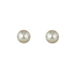 Boucles d'oreilles en plaqué or perle crème de synthèse 6mm et fermoir poussette Boucles d'oreilles en plaqué or perle crème de synthèse 6mm et fermoir poussette