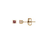 Boucles d'oreille en plaqu or pierre vritable grenat 2. 5mm et fermoir poussette