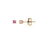 Boucles d'oreille en plaqu or pierre vritable tourmaline rose 2. 5mm et fermoir poussette