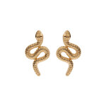 Boucles d'oreille en plaqu or serpent et fermoir poussette