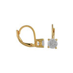 Boucles d'oreilles en plaqu or solitaire oxyde rond blanc 6 mm serti 4 griffes et fermoir dormeuse