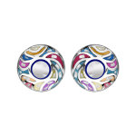 Boucles d'oreilles stella mia en acier et nacre blanche v�ritable motifs vagues et couleurs pastel avec ...