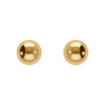 Boucles d'oreille tige en acier dore jaune boule 5mm fermoir � vis et caoutchouc