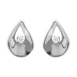 Boucles d'oreille tige en acier forme goutte avec oxyde blanc serti