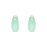 Boucles d'oreille tige en argent dor goutte en verre vert d'eau