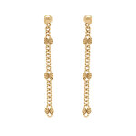 Boucles d'oreille tige en argent dor pendantes avec pastilles diamantes toile