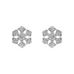 Boucles d'oreille tige en argent rhodi� flocon de neige oxydes blancs sertis