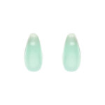 Boucles d'oreille tige en argent rhodi goutte en verre vert d'eau