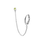 Boucles d'oreille tige, en argent rhodié oxyde vert serti chaînette et créole sur lobe (2 trous) Boucles d'oreille tige, en argent rhodié oxyde vert serti chaînette et créole sur lobe (2 trous)