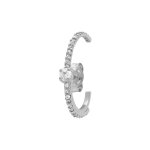 Boucles d'oreille tige en argent rhodi unitaire oxydes blancs sertis aspect piercing 2 & 3eme trou