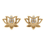 Boucles d'oreille tige en plaqu� or fleur de lotus et oxydes blancs